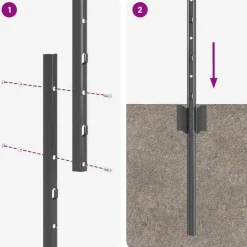 vidaXL Vallas De Jardín-Poste de Valla 22 pcs Gris 140 cm Acero