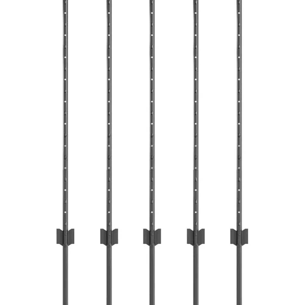 vidaXL Vallas De Jardín-Poste de Valla 5 pcs Gris 100 cm Acero