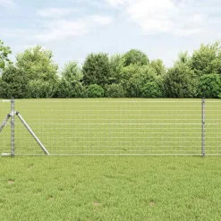 vidaXL Vallas De Jardín-Poste de Valla 7 pcs Plateado Acero