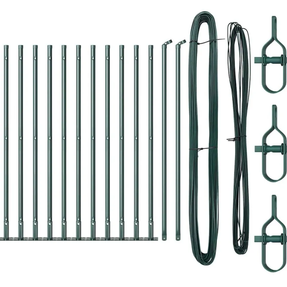 vidaXL Poste de Valla 13 pcs Acero Verde Sale