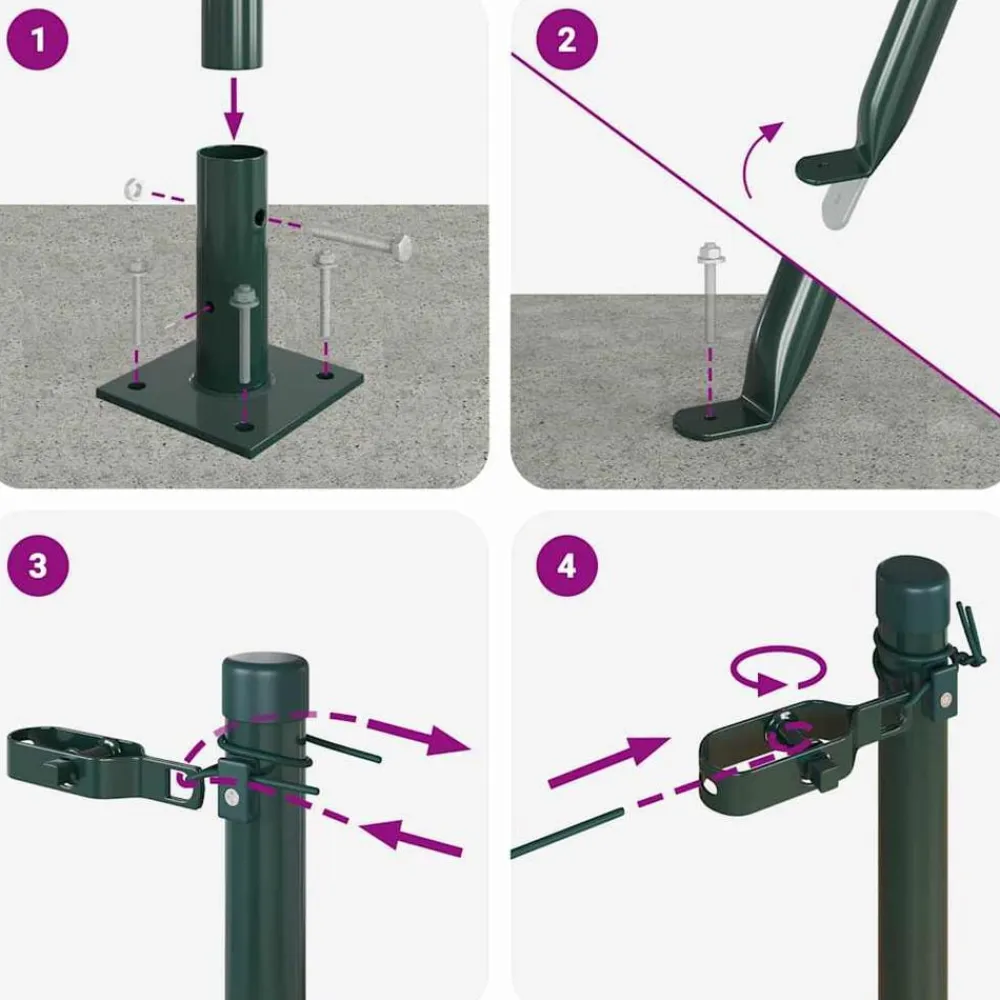 vidaXL Poste de Valla 13 pcs Acero Verde Sale