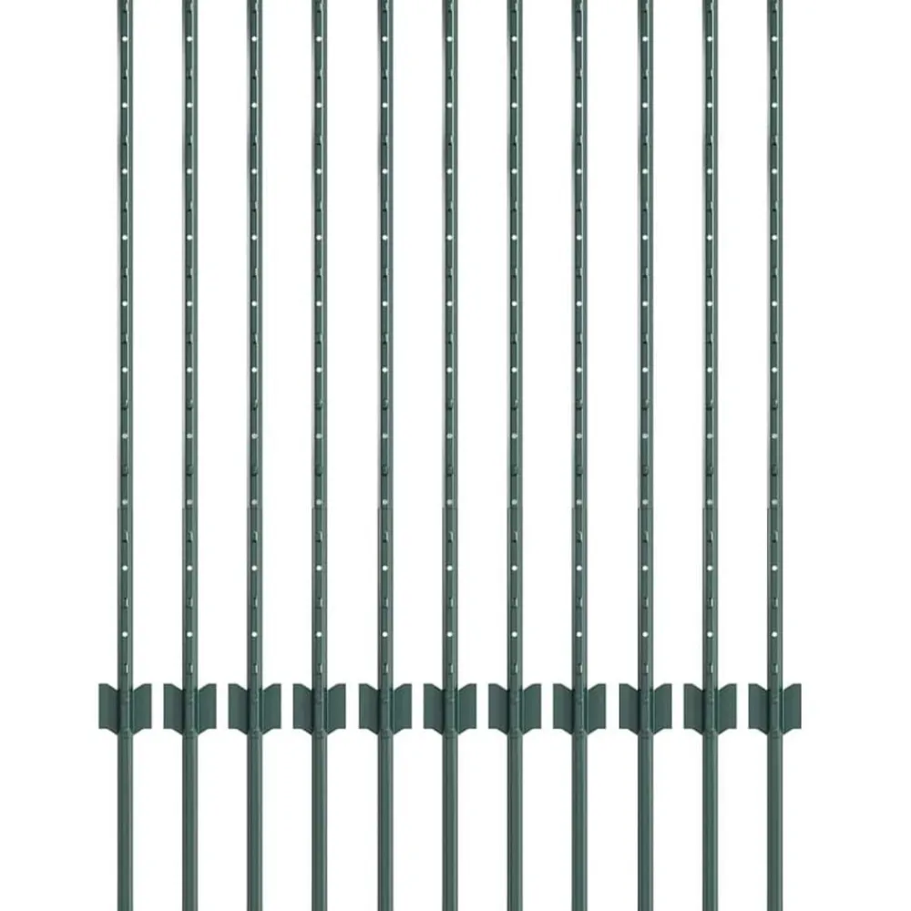 vidaXL Poste de Valla 11 pcs Verde 100 cm Acero Acero/verde