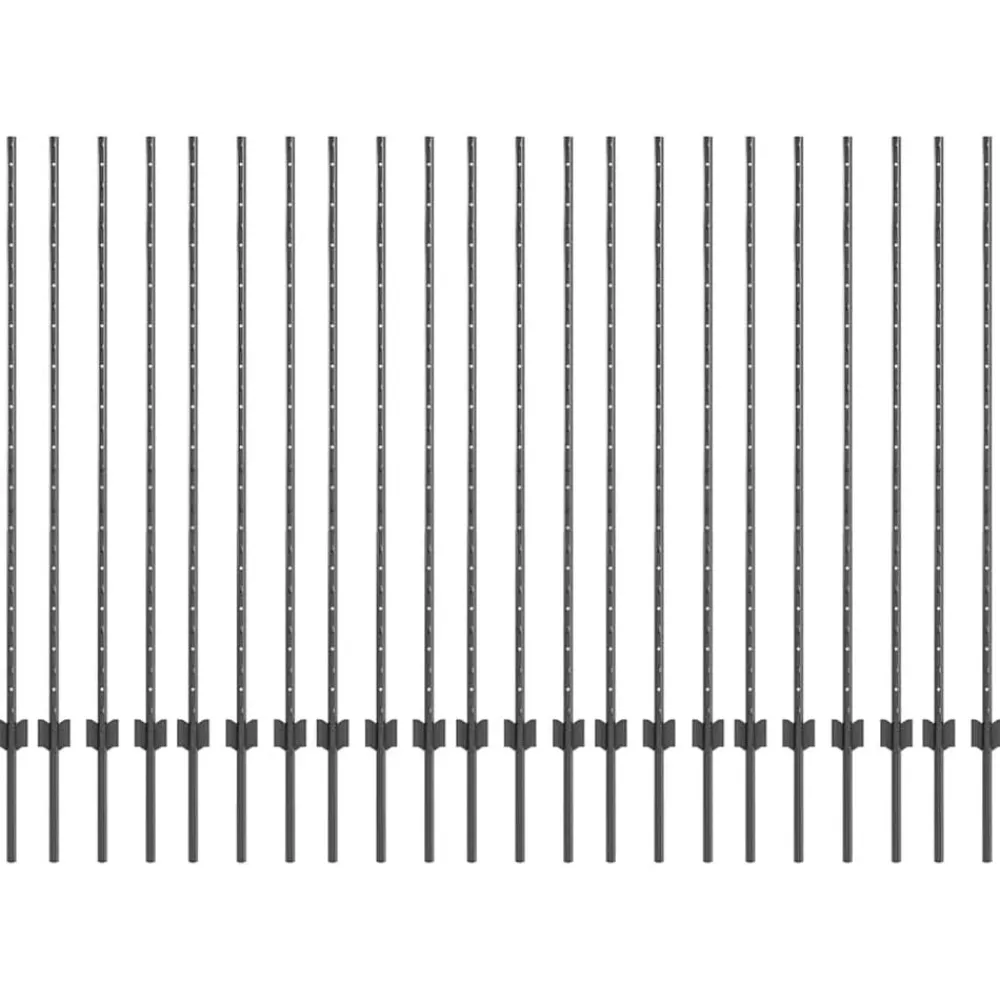 vidaXL Poste de Valla 22 pcs Gris 180 cm Acero Acero/gris Clearance