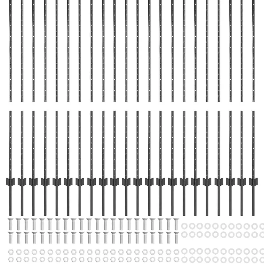 vidaXL Poste de Valla 22 pcs Gris 180 cm Acero Acero/gris Clearance