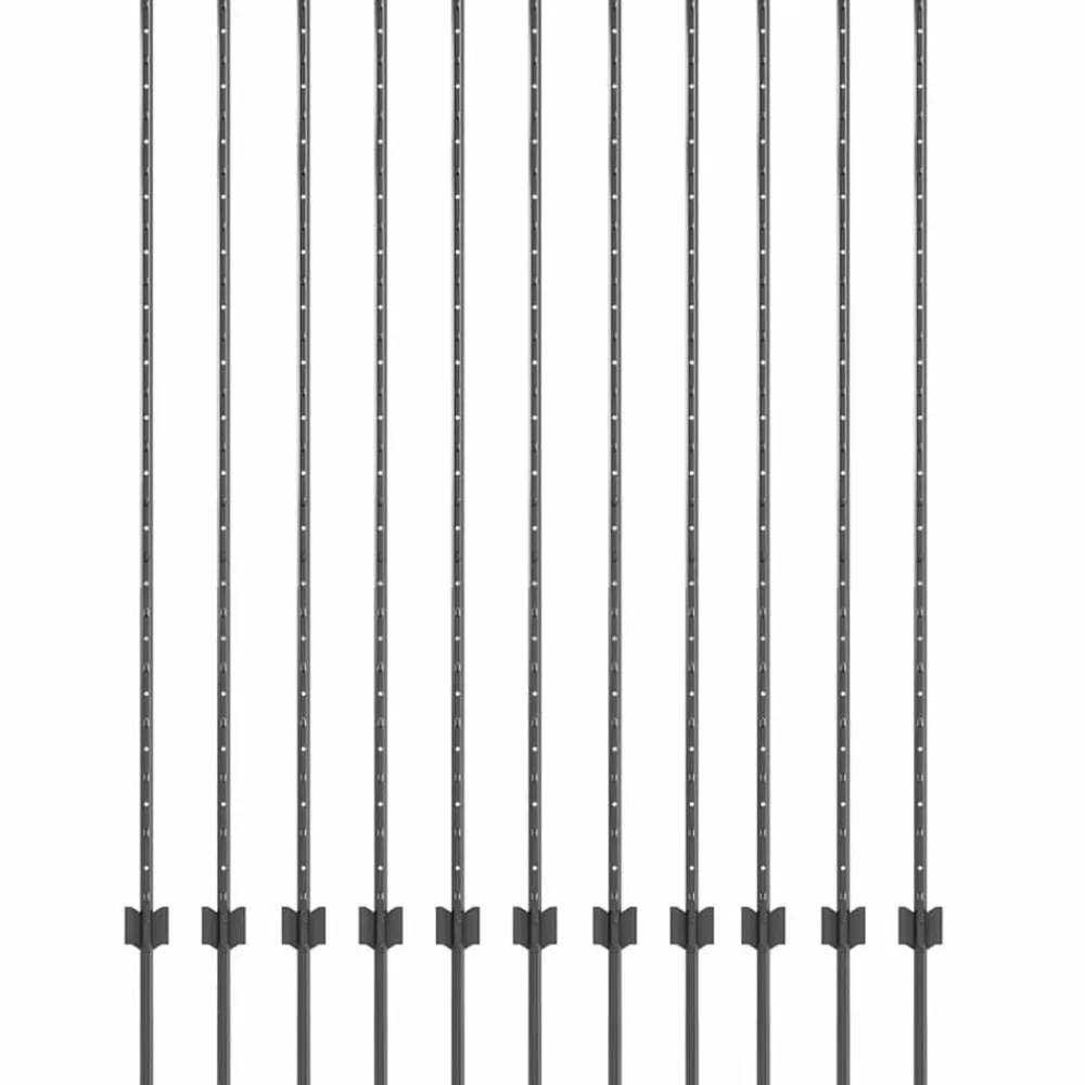 vidaXL Poste de Valla 11 pcs Gris 150 cm Acero Acero/gris New