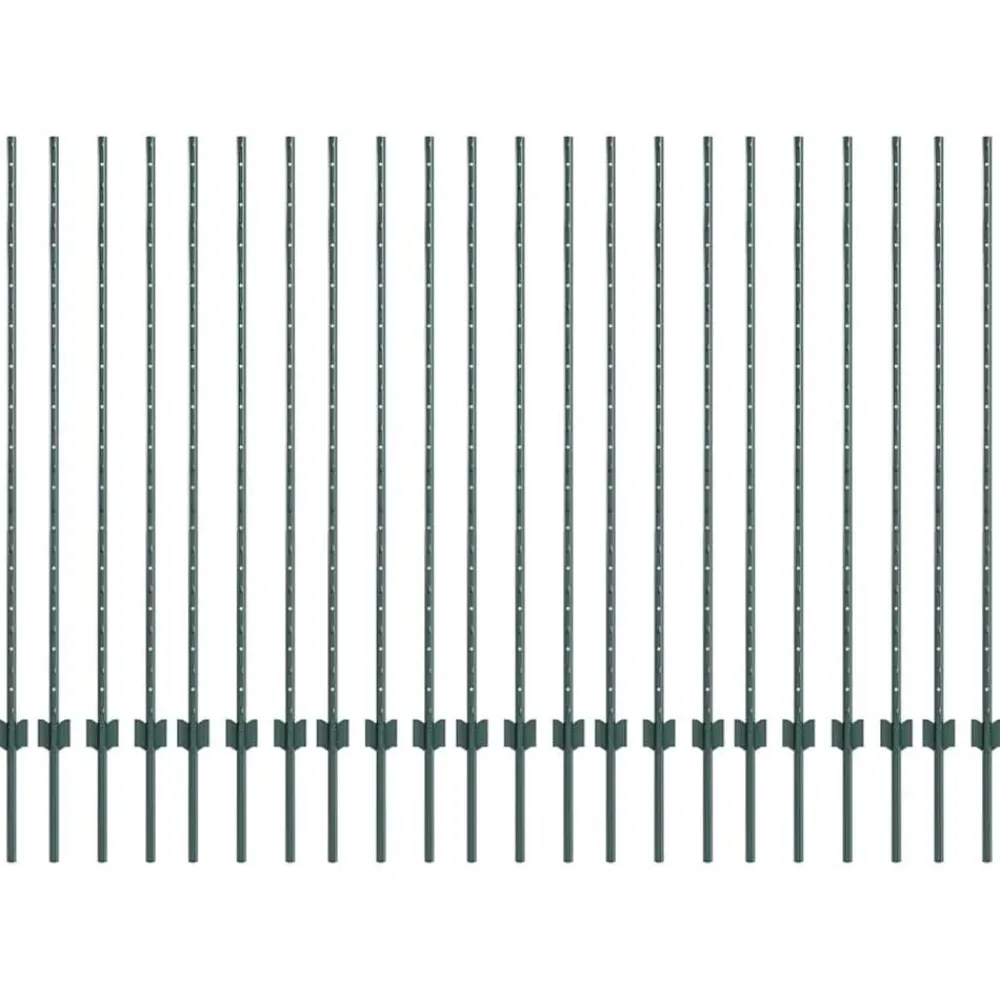 vidaXL Poste de Valla 22 pcs Verde 180 cm Acero Acero/verde Clearance