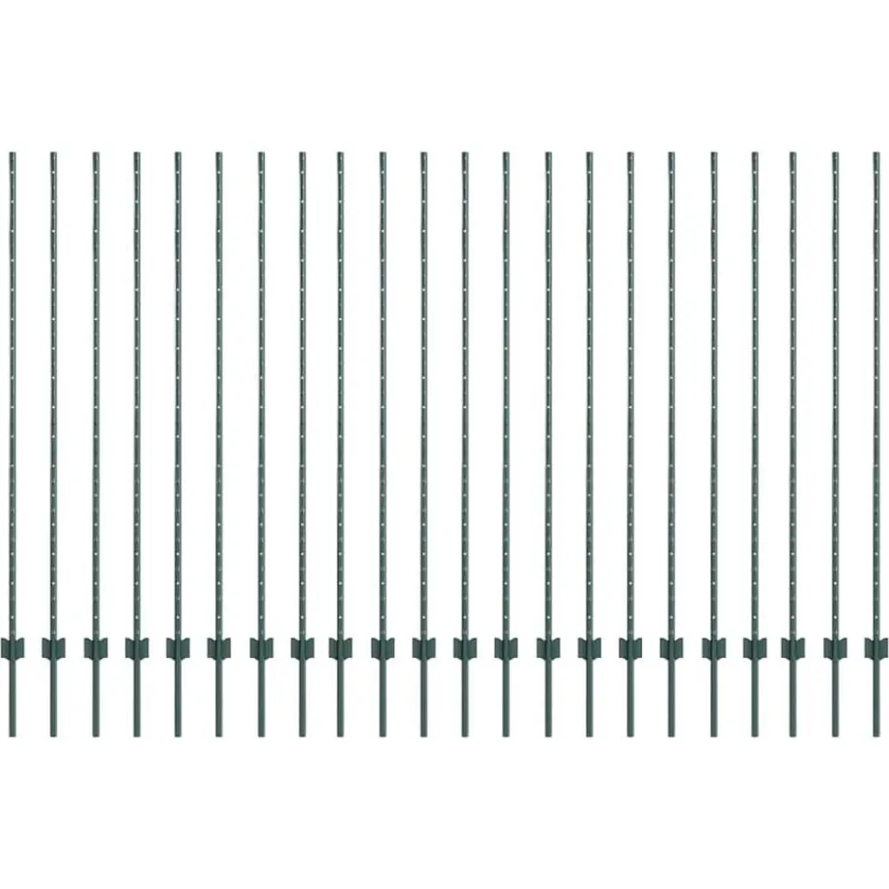 vidaXL Vallas De Jardín-Poste de Valla 22 pcs Verde 200 cm Acero