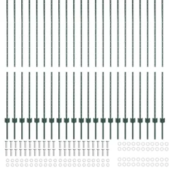 vidaXL Vallas De Jardín-Poste de Valla 22 pcs Verde 200 cm Acero