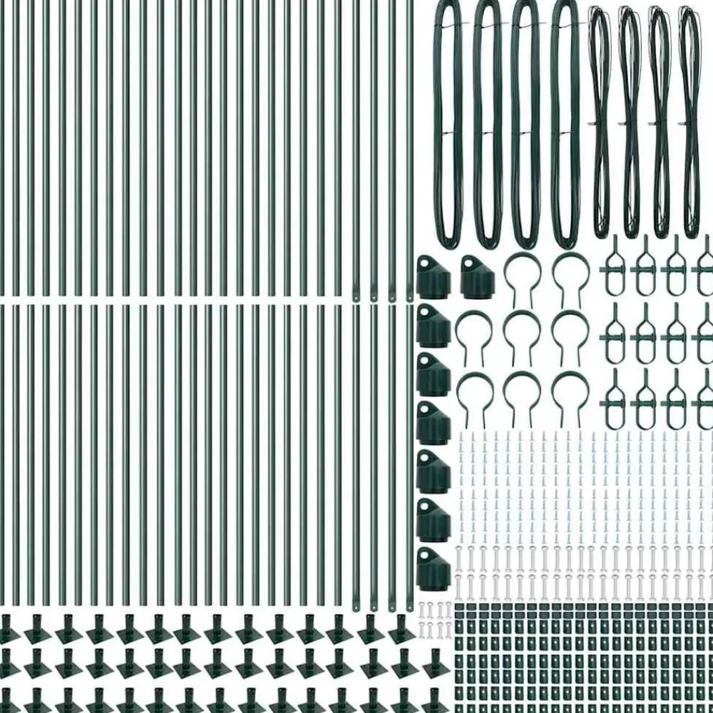 vidaXL Poste de Valla 52 pcs Gris 3,2 x 3,2 x 50 cm Verde Best