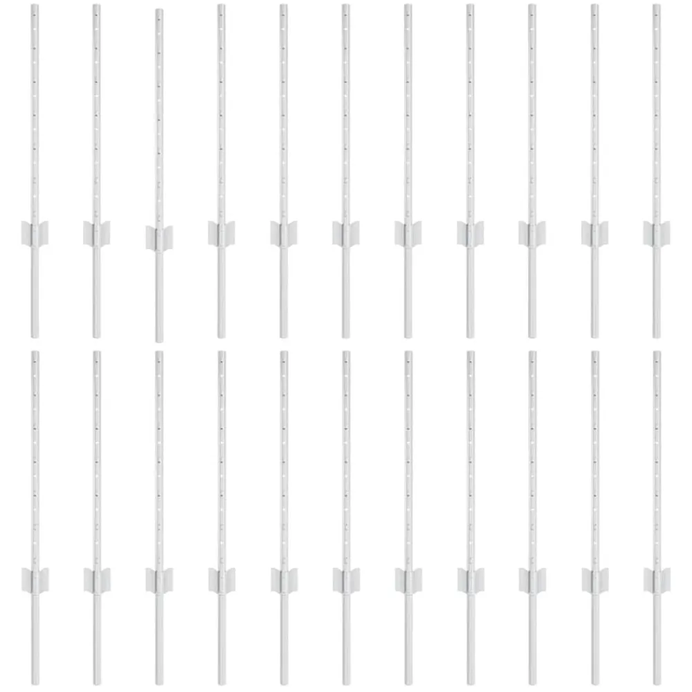 vidaXL Poste de Valla 22 pcs Plateado 100 cm Acero Acero galvanizado/plata Online