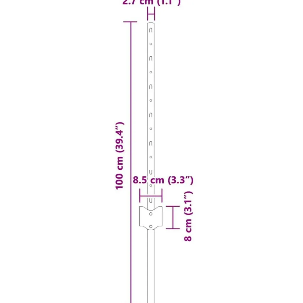 vidaXL Poste de Valla 22 pcs Plateado 100 cm Acero Acero galvanizado/plata Online