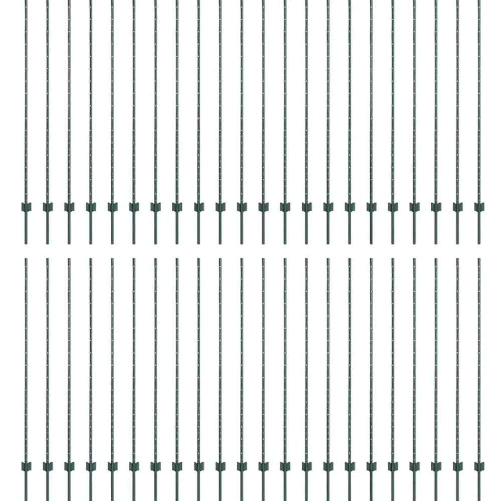 vidaXL Vallas De Jardín-Poste de Valla 44 pcs Verde 200 cm Acero