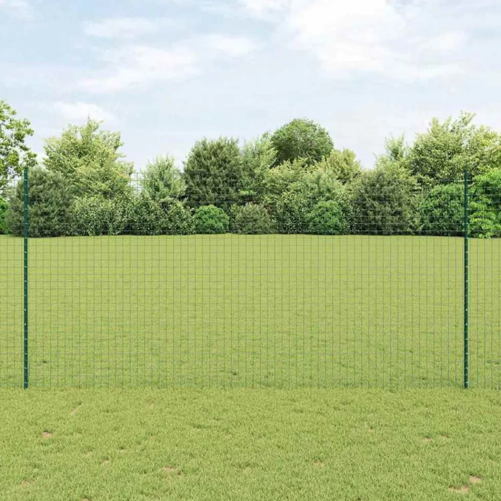 vidaXL Vallas De Jardín-Poste de Valla 44 pcs Verde 200 cm Acero