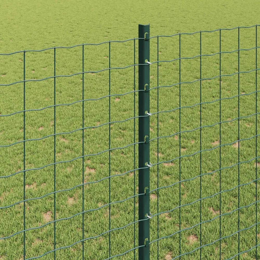 vidaXL Vallas De Jardín-Poste de Valla 44 pcs Verde 200 cm Acero