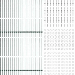 vidaXL Vallas De Jardín-Poste de Valla 44 pcs Verde 200 cm Acero
