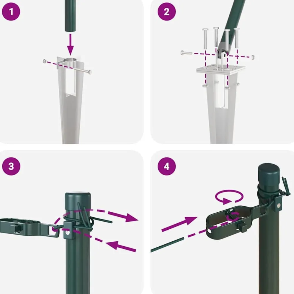 vidaXL Vallas De Jardín-Poste de Valla 13 pcs Acero