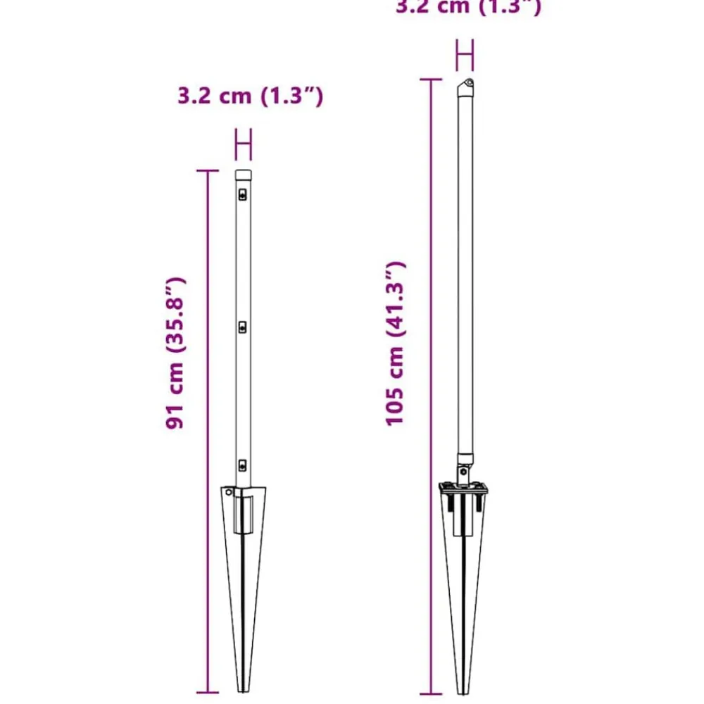 vidaXL Vallas De Jardín-Poste de Valla 13 pcs Acero