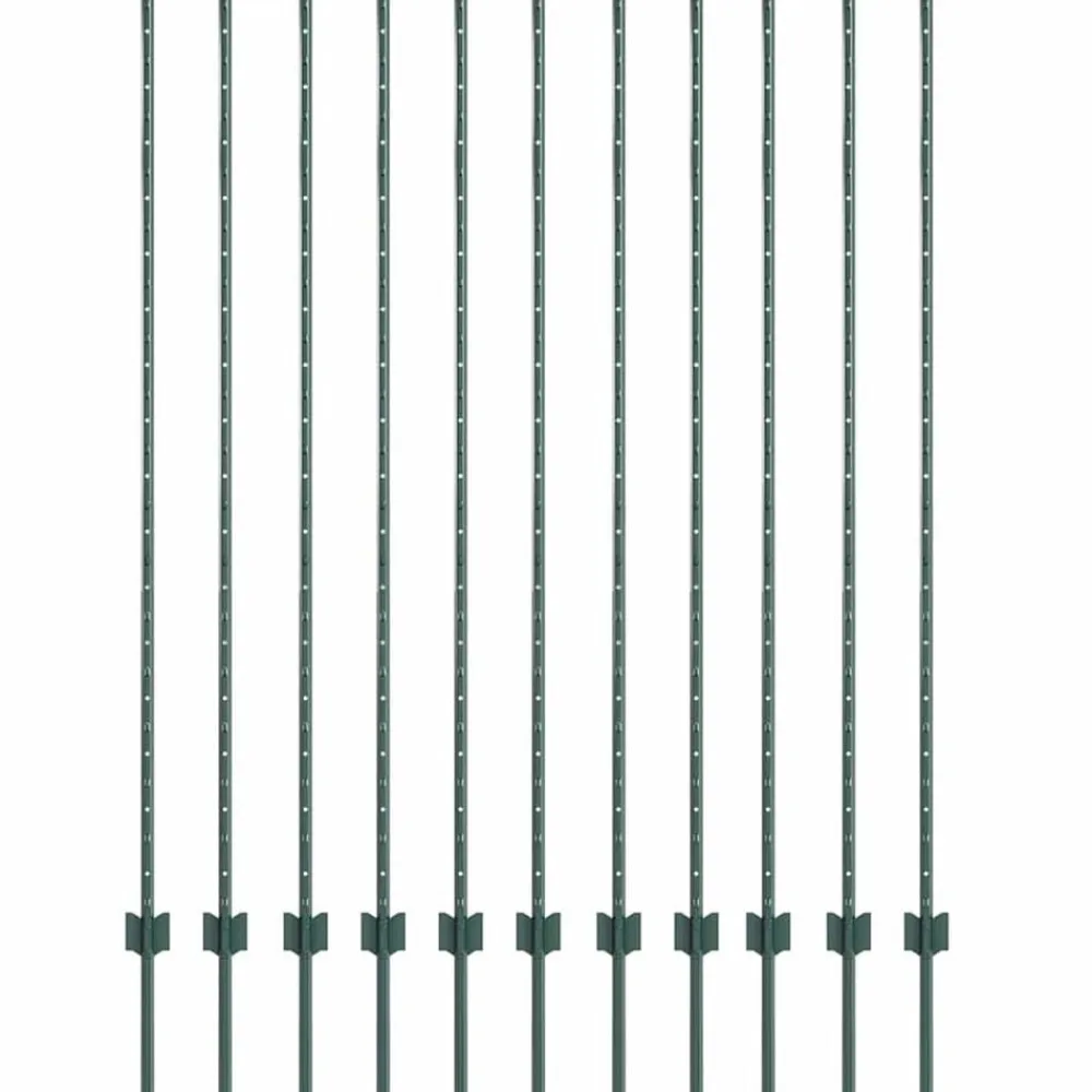 vidaXL Poste de Valla 11 pcs Verde 150 cm Acero Acero/verde Online