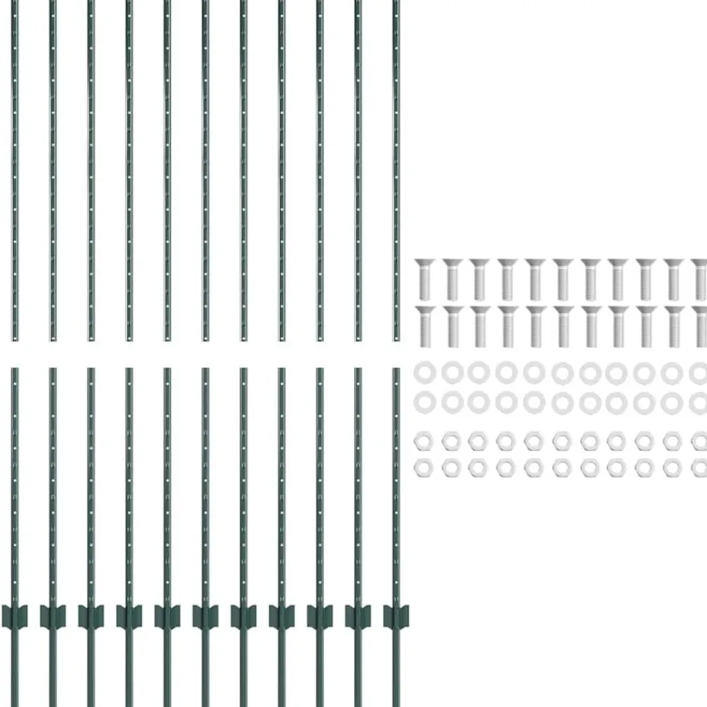 vidaXL Poste de Valla 11 pcs Verde 150 cm Acero Acero/verde Online