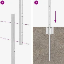 vidaXL Vallas De Jardín-Poste de Valla 44 pcs Plateado 200 cm Acero