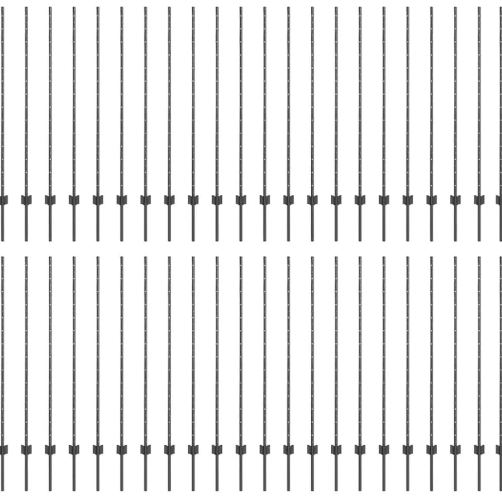 vidaXL Vallas De Jardín-Poste de Valla 44 pcs Gris 180 cm Acero