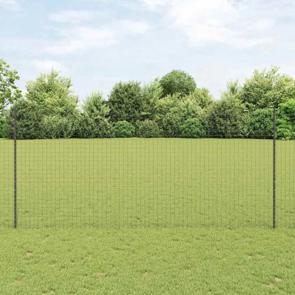 vidaXL Vallas De Jardín-Poste de Valla 44 pcs Gris 180 cm Acero