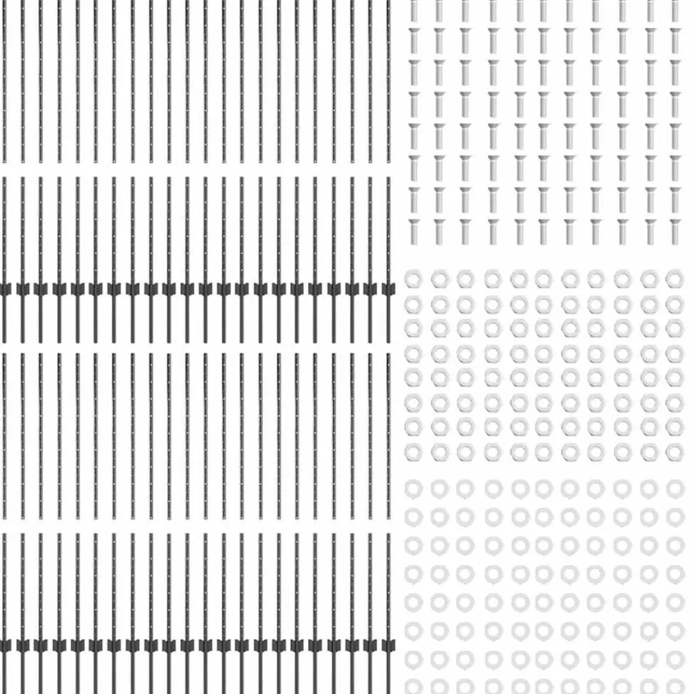 vidaXL Vallas De Jardín-Poste de Valla 44 pcs Gris 180 cm Acero
