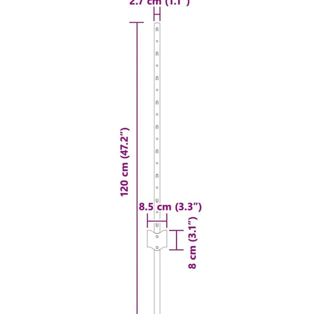 vidaXL Poste de Valla 44 pcs Plateado 120 cm Acero Acero galvanizado/plata Online
