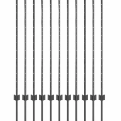 vidaXL Vallas De Jardín-Poste de Valla 11 pcs Gris 120 cm Acero