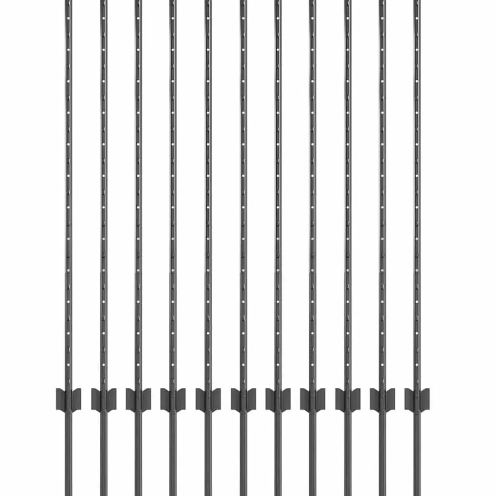 vidaXL Vallas De Jardín-Poste de Valla 11 pcs Gris 120 cm Acero