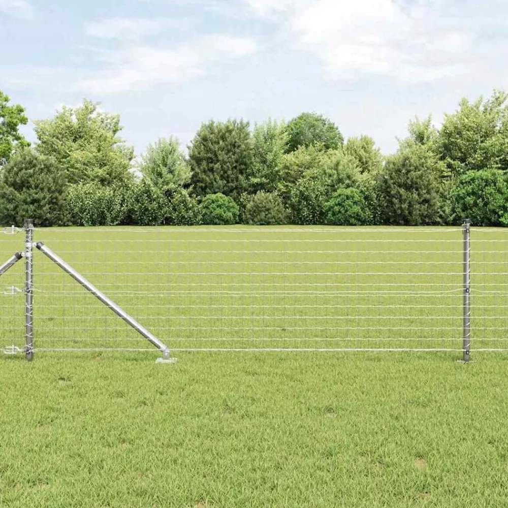 vidaXL Poste de Valla 26 pcs Gris 3,2 x 3,2 x 105 cm Acero galvanizado