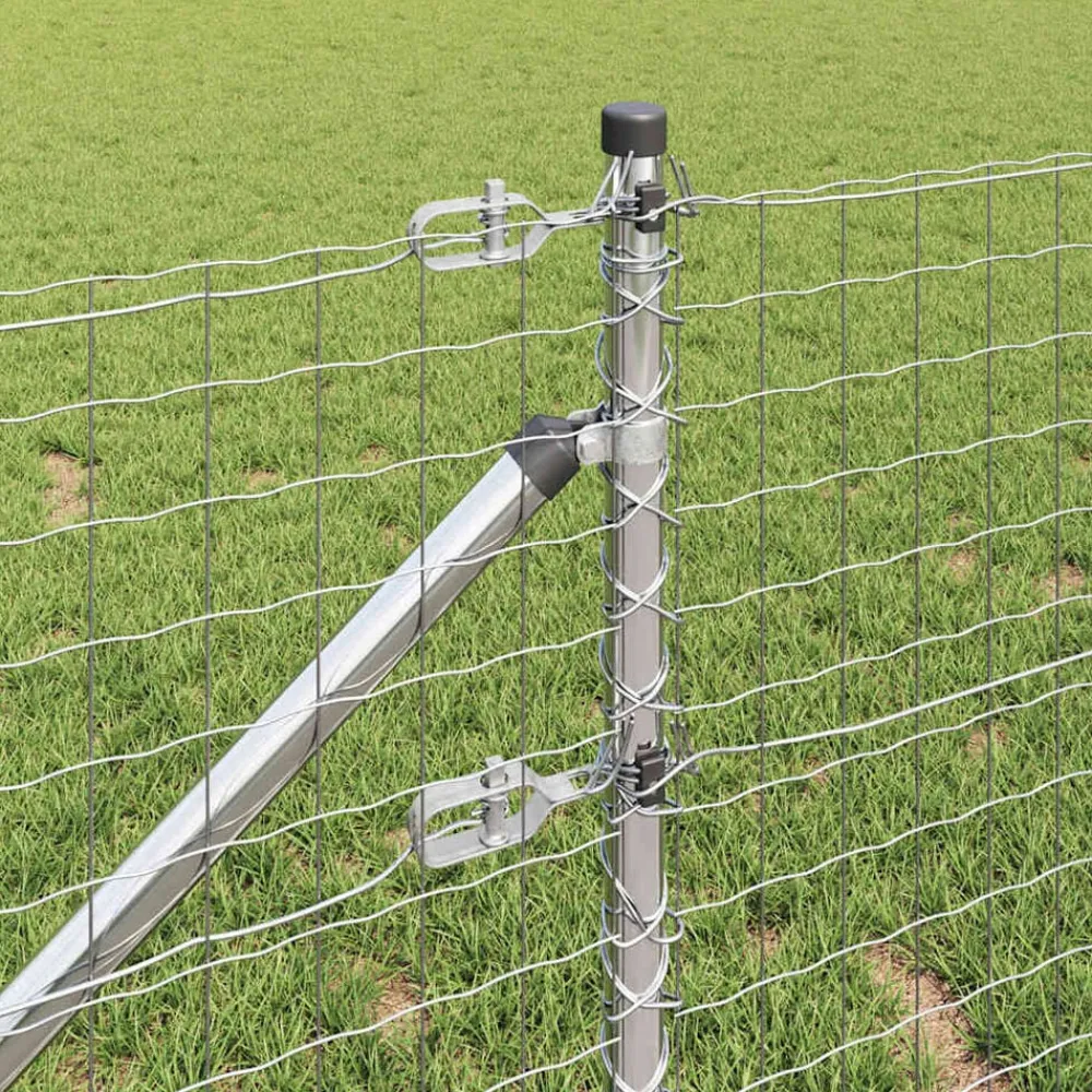 vidaXL Poste de Valla 26 pcs Gris 3,2 x 3,2 x 105 cm Acero galvanizado