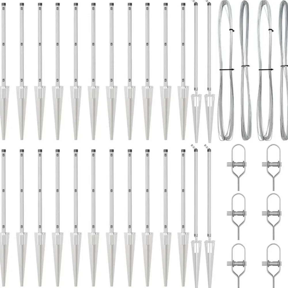 vidaXL Poste de Valla 26 pcs Gris 3,2 x 3,2 x 105 cm Acero galvanizado