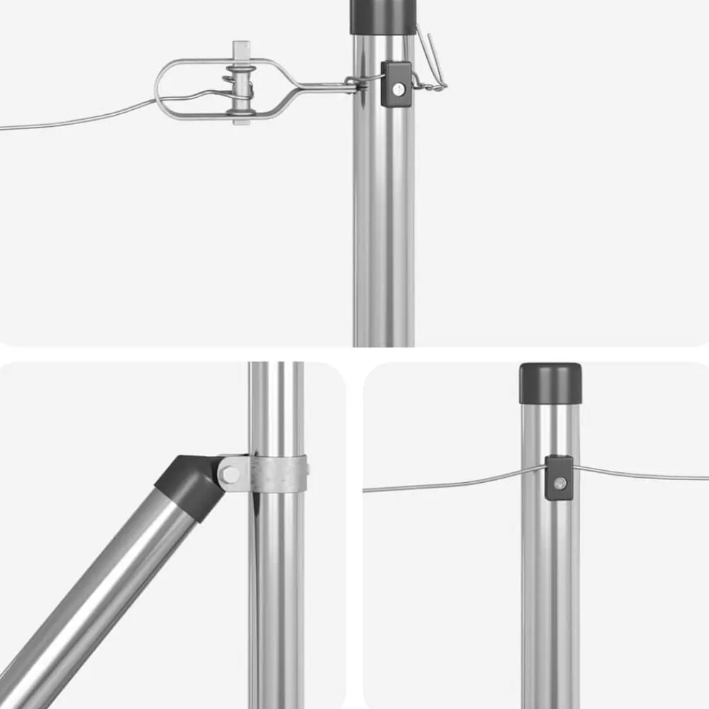 vidaXL Poste de Valla 26 pcs Gris 3,2 x 3,2 x 105 cm Acero galvanizado