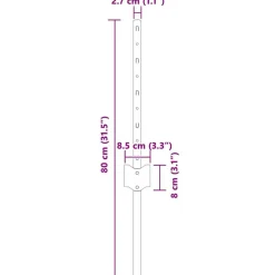 vidaXL Vallas De Jardín-Poste de Valla 44 pcs Plateado 80 cm Acero