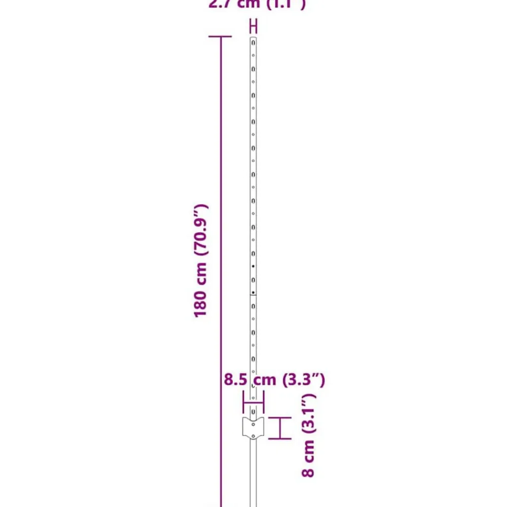 vidaXL Poste de Valla 11 pcs Plateado 140 cm Acero Acero galvanizado/plata Outlet