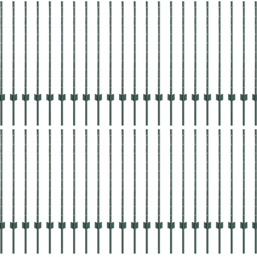 vidaXL Poste de Valla 44 pcs Verde 140 cm Acero Acero/verde Hot