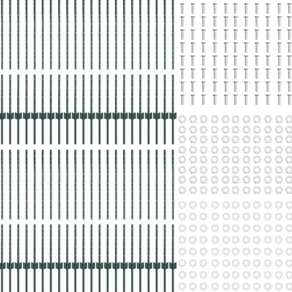 vidaXL Poste de Valla 44 pcs Verde 140 cm Acero Acero/verde Hot