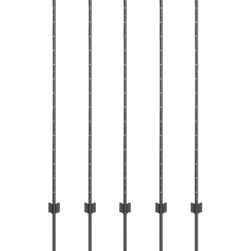 vidaXL Vallas De Jardín-Poste de Valla 5 pcs Gris 140 cm Acero