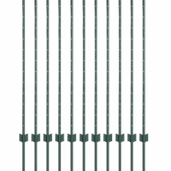 vidaXL Poste de Valla 11 pcs Verde 120 cm Acero Acero/verde Best