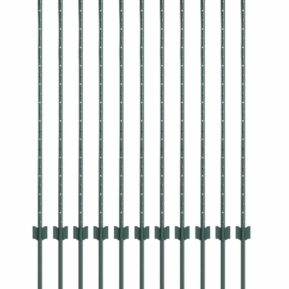 vidaXL Poste de Valla 11 pcs Verde 120 cm Acero Acero/verde Best