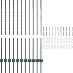 vidaXL Poste de Valla 11 pcs Verde 120 cm Acero Acero/verde Best