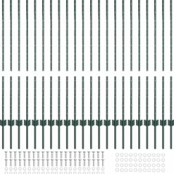 vidaXL Poste de Valla 22 pcs Verde 160 cm Acero Acero/verde Online