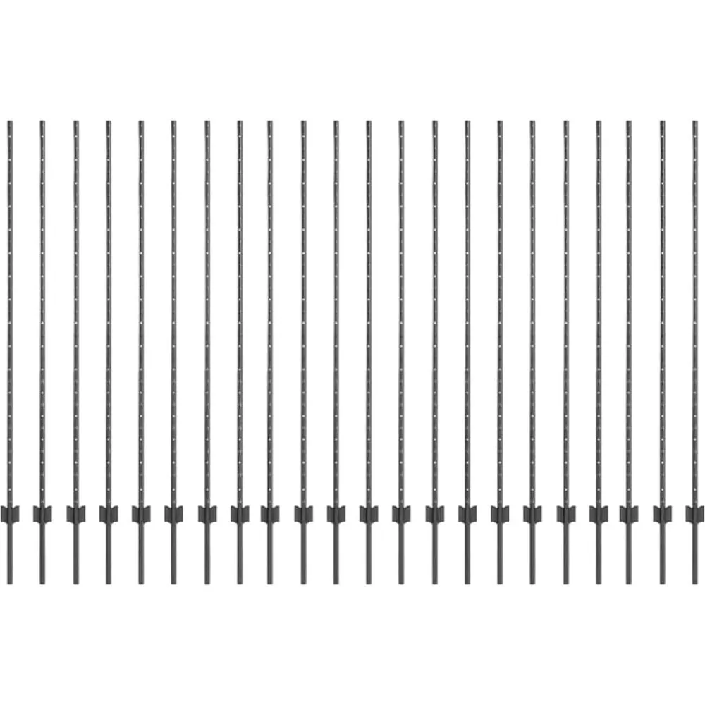 vidaXL Vallas De Jardín-Poste de Valla 22 pcs Gris 200 cm Acero