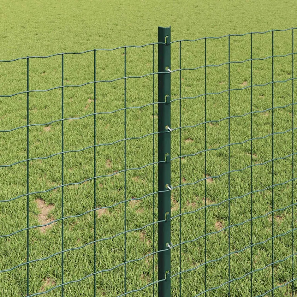 vidaXL Vallas De Jardín-Poste de Valla 22 pcs Verde 140 cm Acero