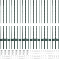 vidaXL Vallas De Jardín-Poste de Valla 22 pcs Verde 140 cm Acero