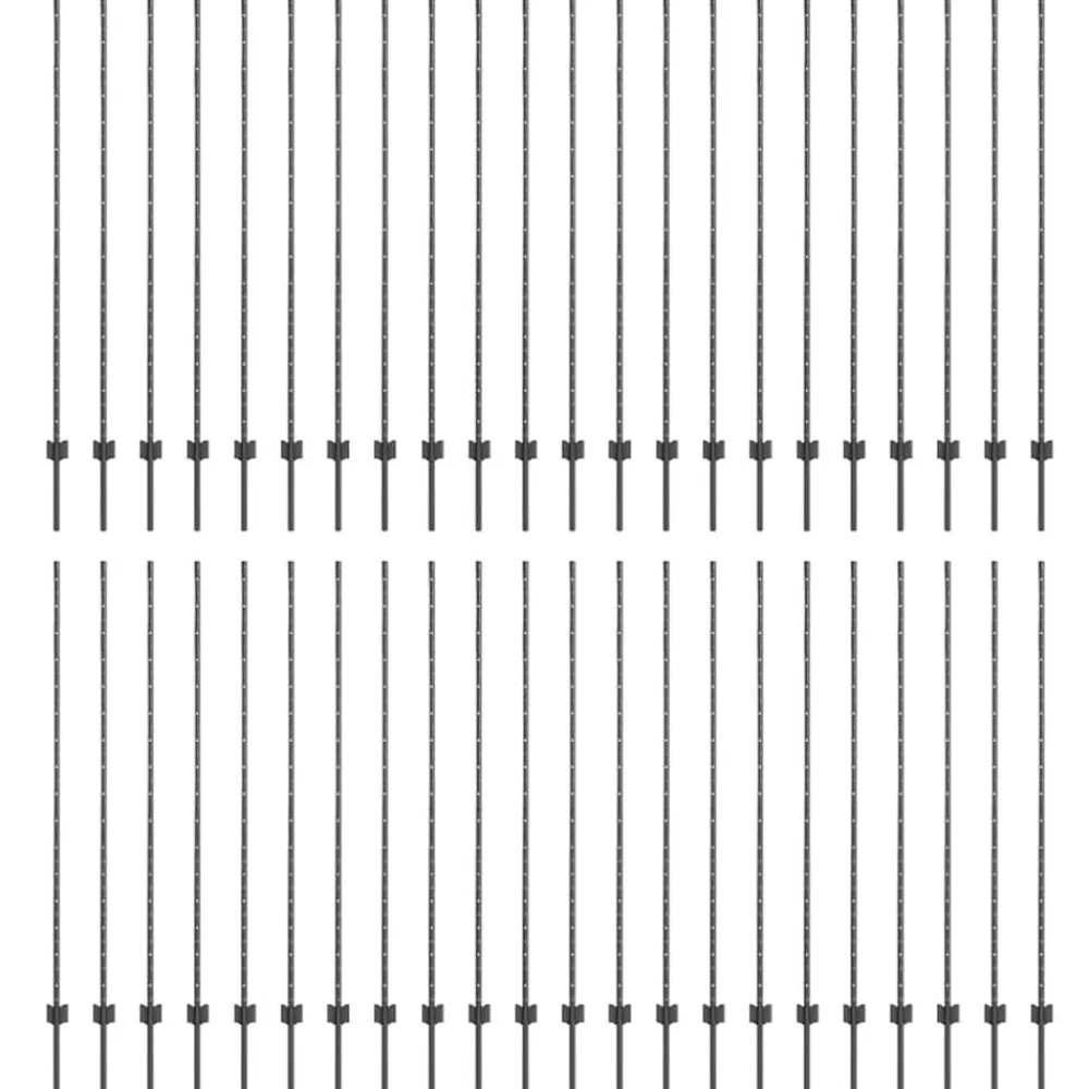 vidaXL Vallas De Jardín-Poste de Valla 44 pcs Gris 200 cm Acero