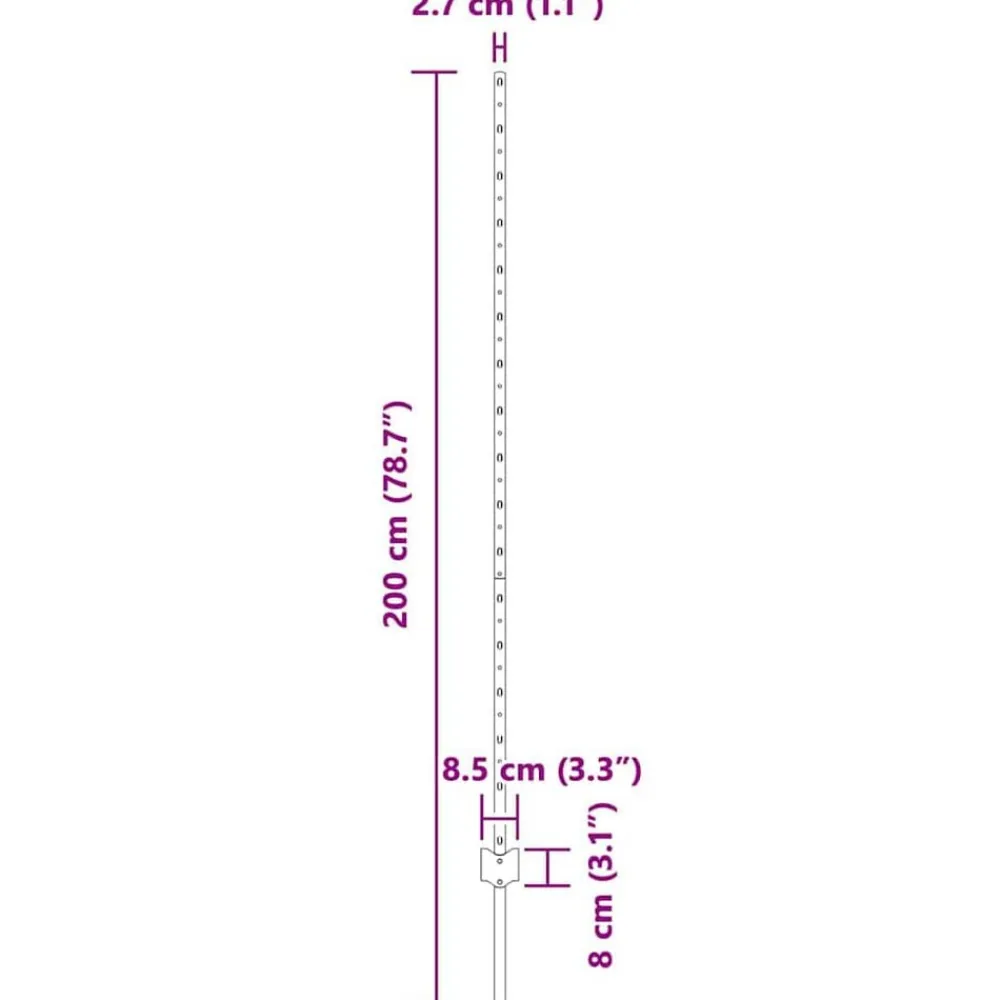 vidaXL Vallas De Jardín-Poste de Valla 44 pcs Gris 200 cm Acero