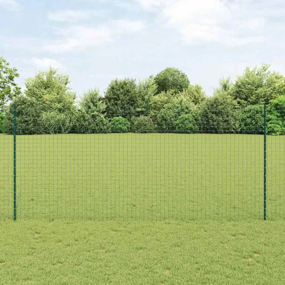 vidaXL Vallas De Jardín-Poste de Valla 11 pcs Verde 140 cm Acero