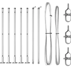 vidaXL Vallas De Jardín-Poste de Valla 7 pcs Plateado Acero